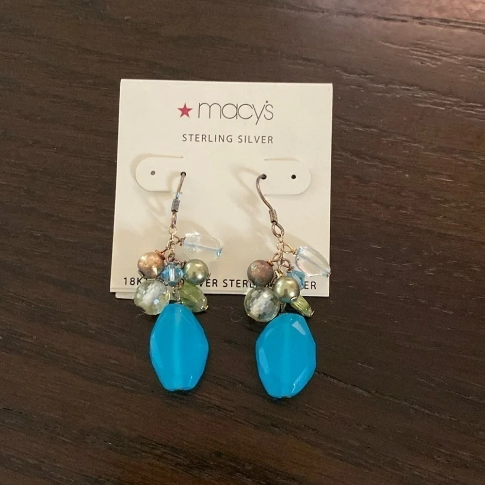 Blue, Green, Gold earrings